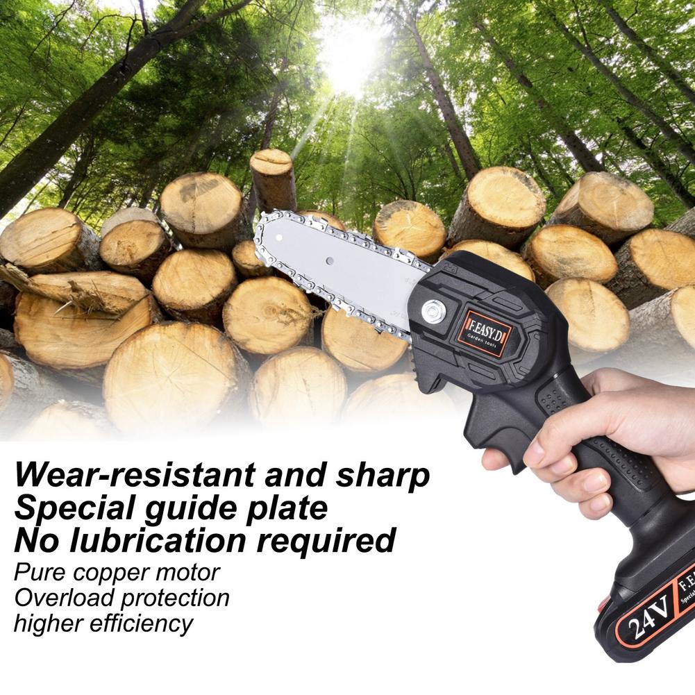 24V Elektrische Kettingzaag 4-Inch Draadloze Draagbare Mini Kettingzaag Outdoor Logging Boomgaard Snoeien Tool Tuin Hout Snijden accessoire