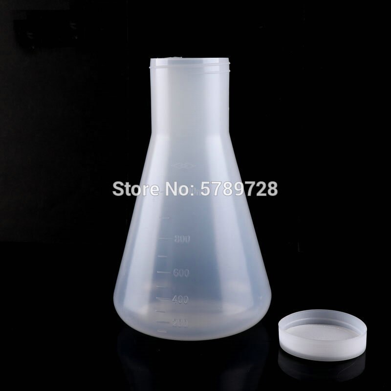 1set Laboratory Plastic erlenmeyer flask conical container bottle with screw cap, including 100ml 250ml 500ml each one piece