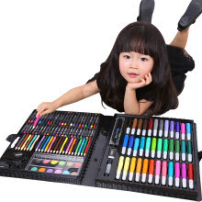 150pcs/set Children Drawing Painting Set Water Color Pen Crayon Oil Pastel Paint Brush Drawing Tool Art School stationery set