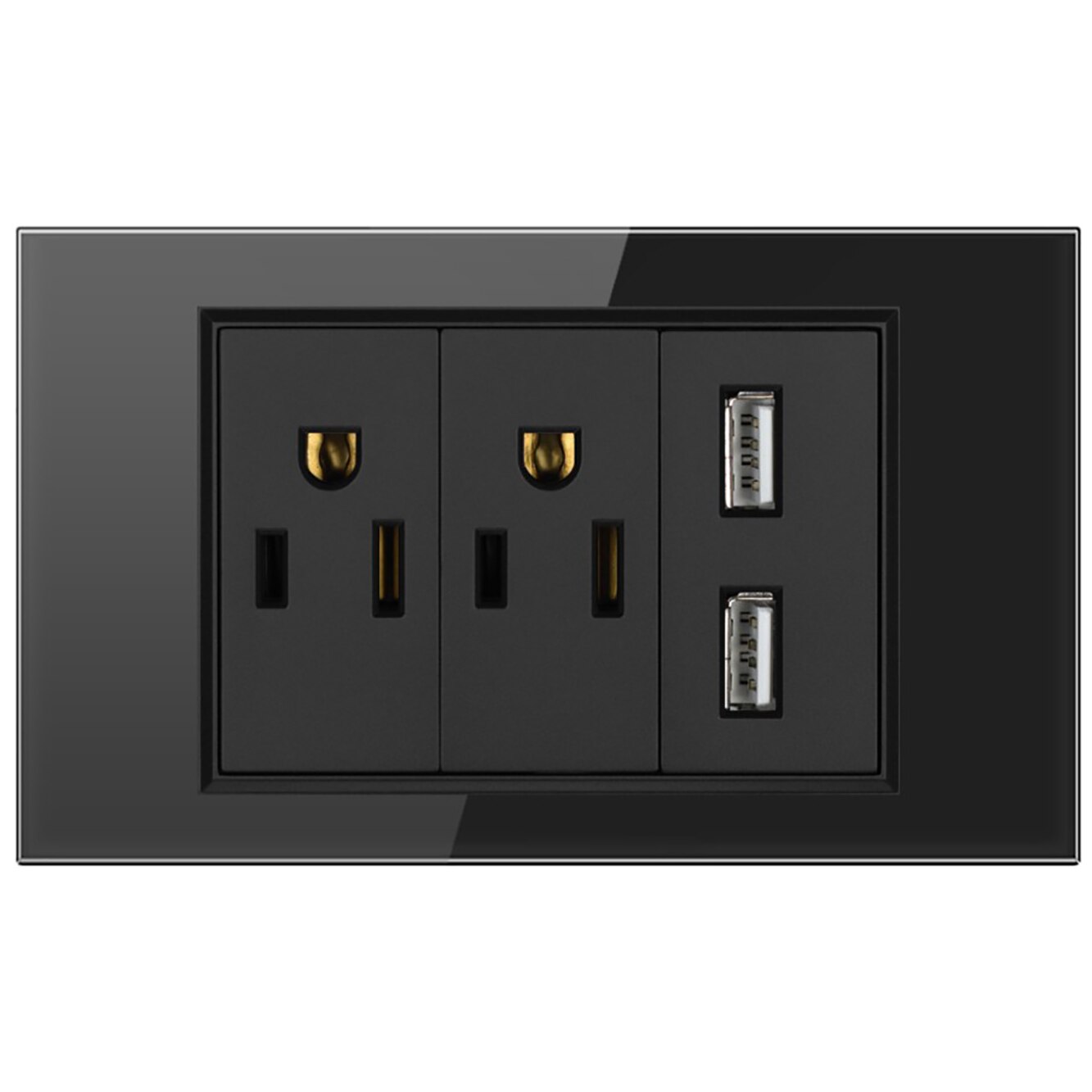 Elektrisk stikkontakt, dobbelt / tredobbelt 2/3- polet glasspaneluttak, plater oss modulær montert dobbelt usb-portadapter