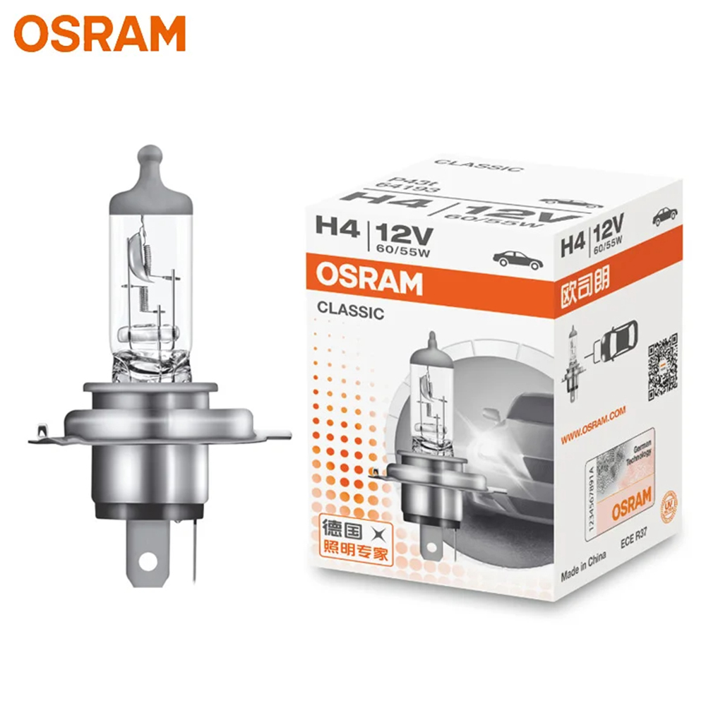 OSRAM classico 9003 HB2 H4 64193 P43t faro standard lampada alogena 12V 60/55W 1650/1000lm 3200K originale Ciao/lo trave HAL: blu