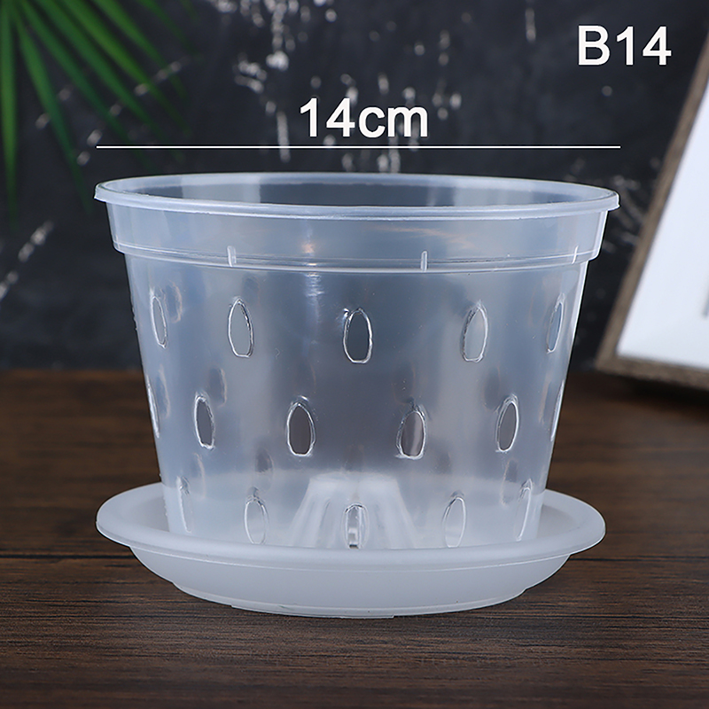 1Pc Bloempot Tuinplanter Drainagepotten Met Gaten Transparante Orchideeënmanden Plastic Ademende Bloempotten Accessoires: Bordeaux