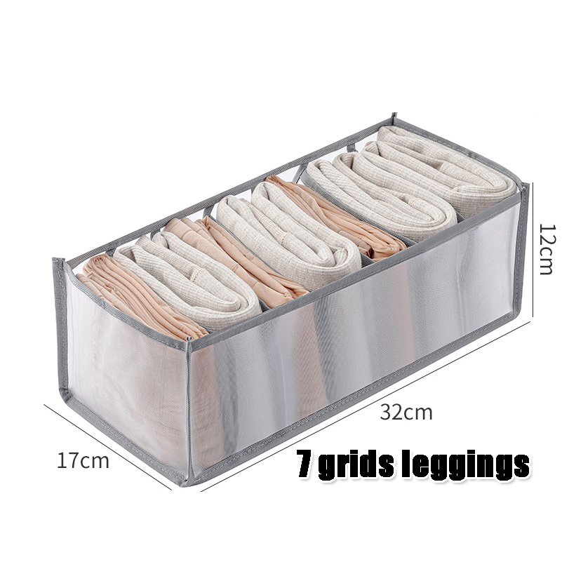 Large Closet Organizer Storage Box Sweater Jeans Underwear T-shirt Organizers Storage Dividers Drawer Wardrobe Organizer: 7grids leggings-grey