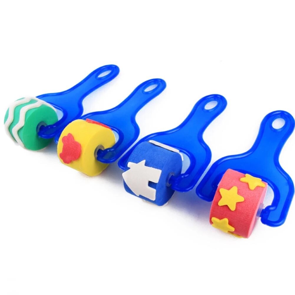 Kids Early Learning Sponge Painting Kit Child Early Education Paint Set 30 Pieces Sponge Drawing Shapes Paint Brushes