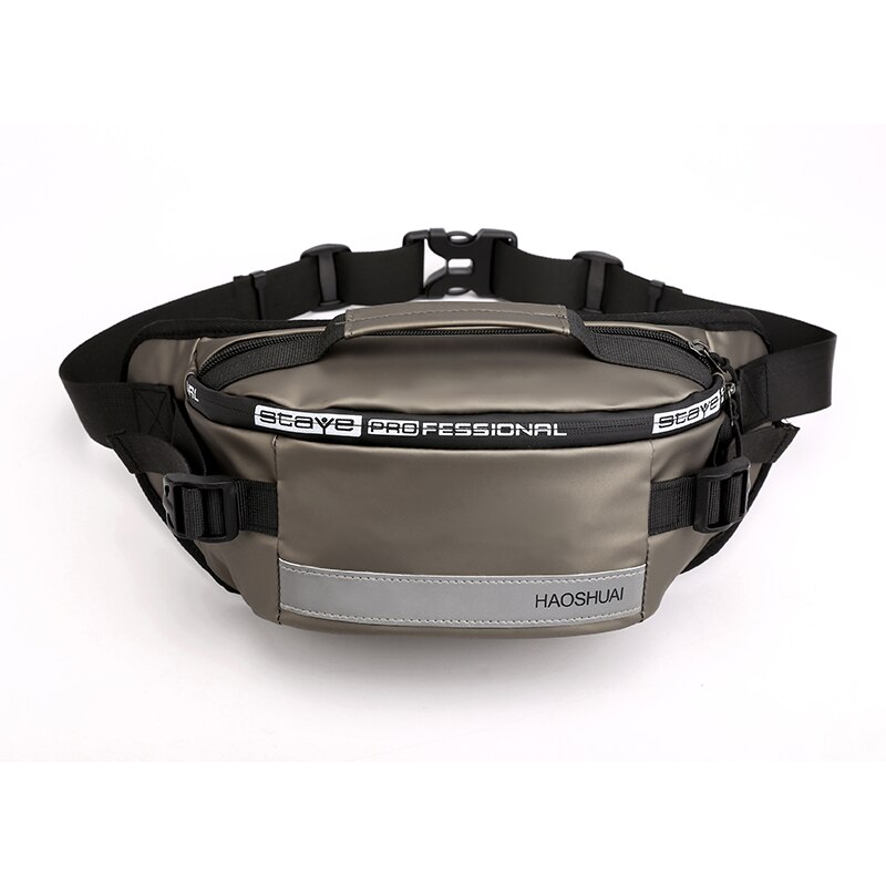 Imperméable à l'eau en Nylon hommes taille poitrine sac unisexe Fanny Pack réfléchissant banane ceinture sacs décontracté voyage Crossbody sacs: Kaki