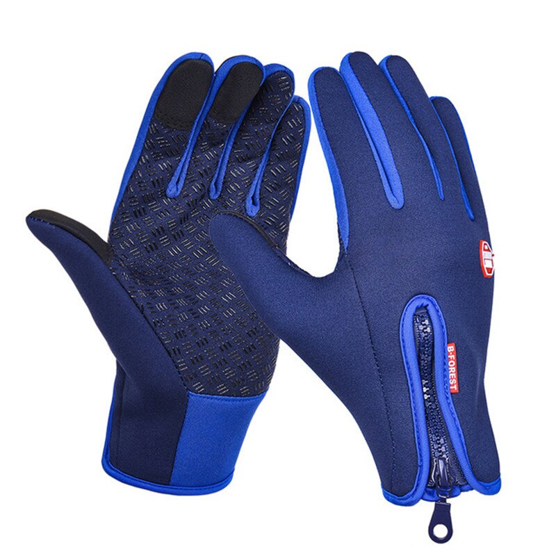 Gants de sport unisexe pour écran tactile, thermique et pour l'hiver, cyclisme, vélo, Ski, Camping en plein air, randonnée, moto, doigt complet: Bleu / M