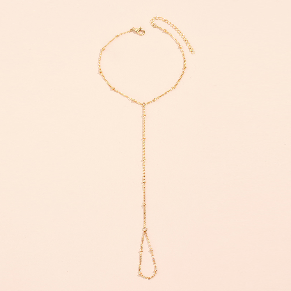 Twórczy malutki łańcuch bransoletka palec pierścionki dla kobiet złoty kolor połączyć łańcuchy łączące bransoletka z pierścionkiem bransoletki biżuteria prezent