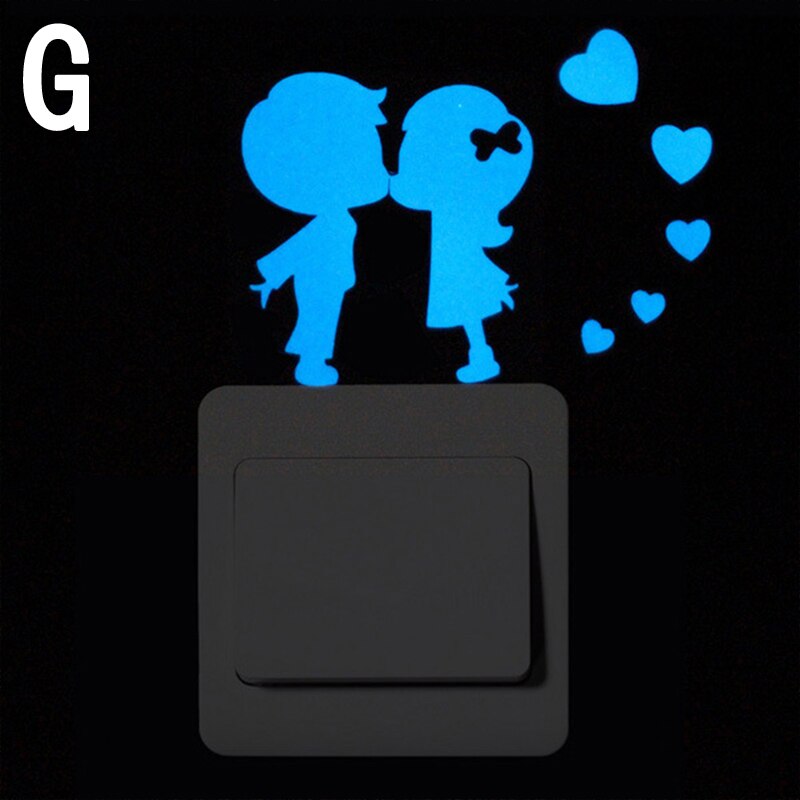 Luminous Cartoon Switch Sticker Glow in the Dark Cat Sticker Fluorescent Moon Stars Sticker Kid Room Decoration Home Decor: G