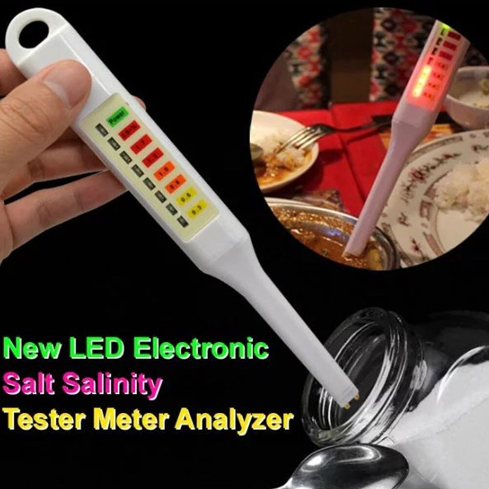 Portable Measure Electronic Food Salt LED Detector Salinity Tester Analysis Easy Operate ABS Handheld Concentration Meter White