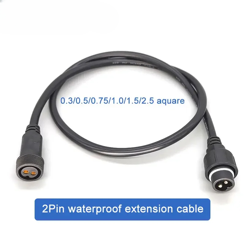 Cable de extensión impermeable de 2 pines macho a hembra 0,3/0,5/0,75/1,0/1,5/2,5 enchufe cuadrado conector LED para exteriores cable de alimentación de lámpara de 10M