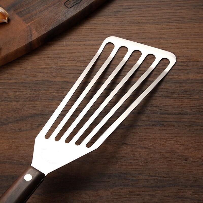 Stainless Steel Slotted Turner & Fish Spatula Steak Spatula with Wooden Plastic Handle Kitchen Tools Small Large Size