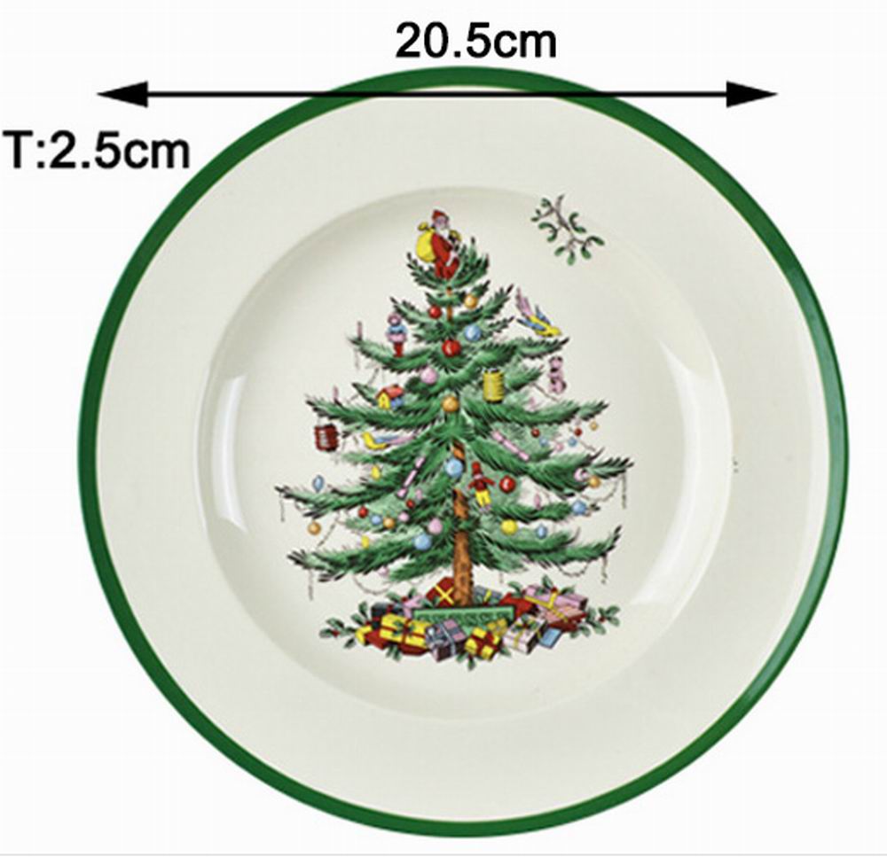 Plato de cerámica para desayuno con forma de árbol de Navidad de 1 Uds. Y 8 pulgadas, plato para postre, plato sencillo para aperitivos y fruta