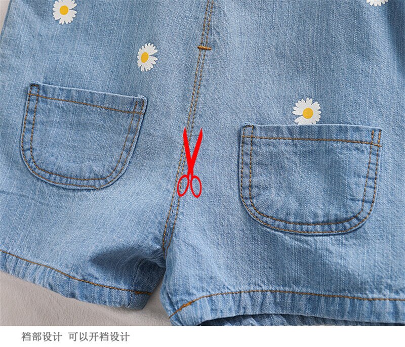 1 2 3 4 Y Baby Meisje Overalls Koreaanse Mode Bloemen Denim Shorts Jumpsuit Voor Jongens Peuter kids Kind Broek Jeans