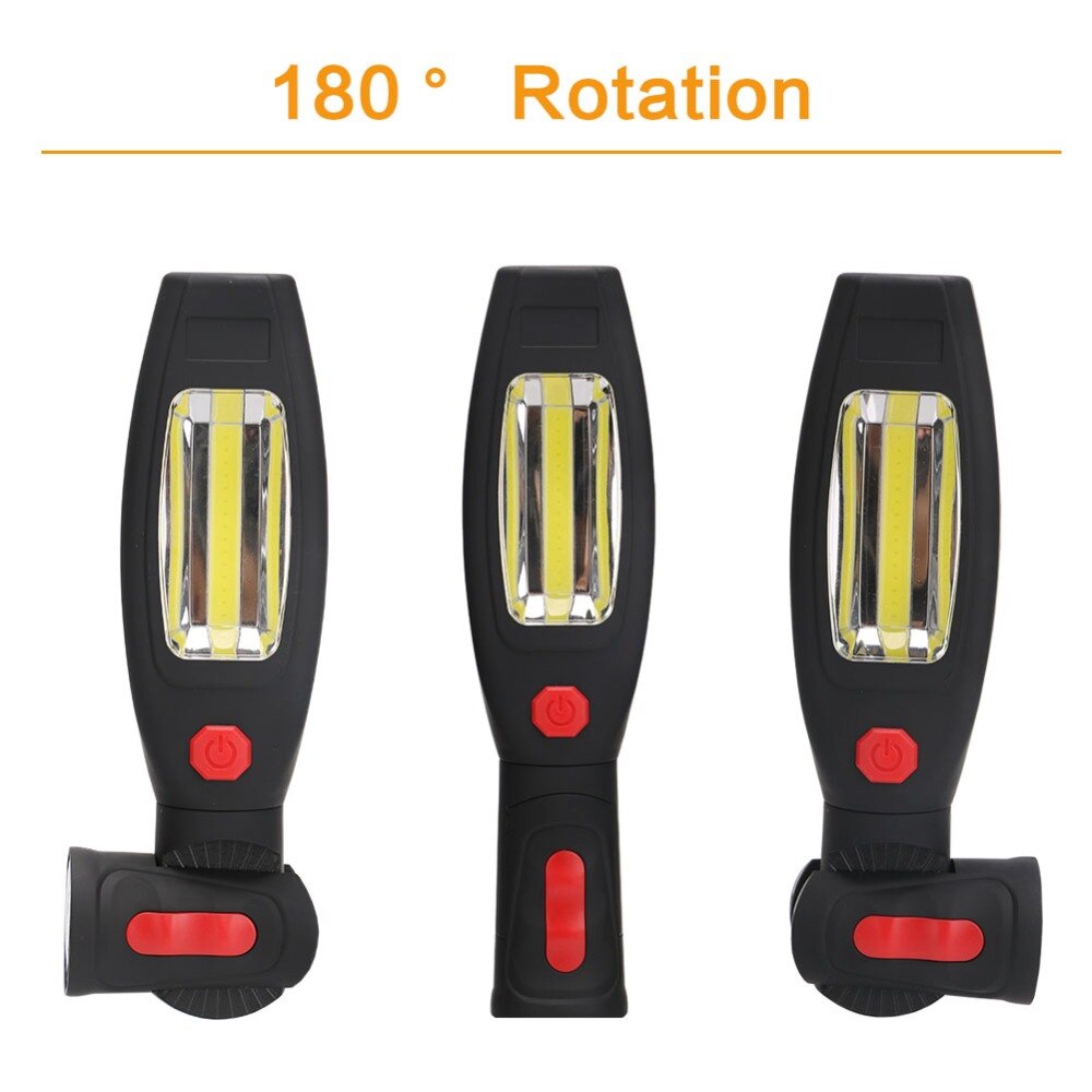 1*COB LED+1*1W LED Work light 2 Mode USB Rechargeable Flashlight Magnetic Portable Spotlight Torch Built-in Battery Lamp
