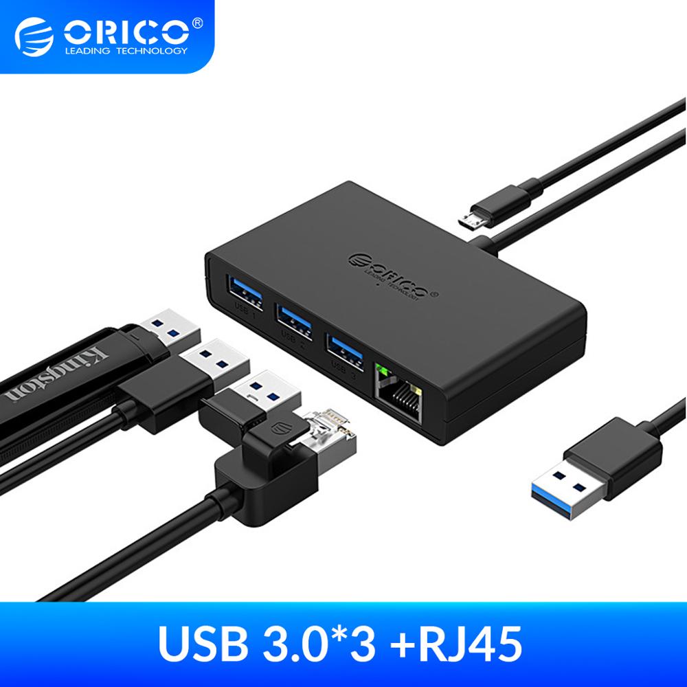 Orico Usb 3 Poorten Hub 3.0 Met Gigabit Ethernet-poort Voor Macbook Pro Pc Laptop Usb Hub High-Speed netwerk RJ45