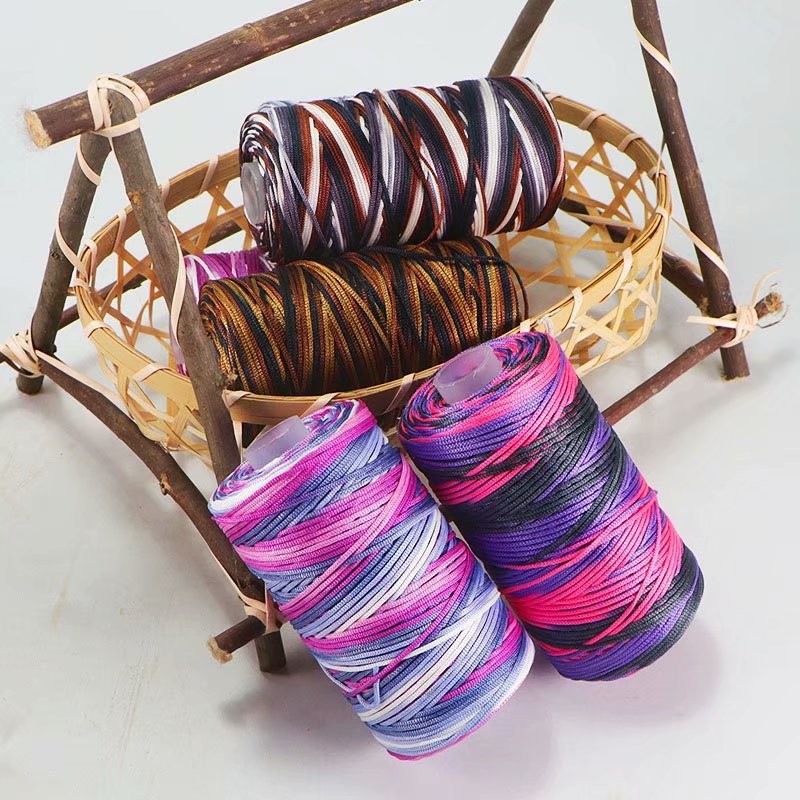 1.5Mm Dikte Gehaakt Garen Dun Ijs Gemengd Gevlochten Katoenen Draad Voor Diy Hand Breien Tas Hoed Schoenen 100Gram Rol 60 Kleuren