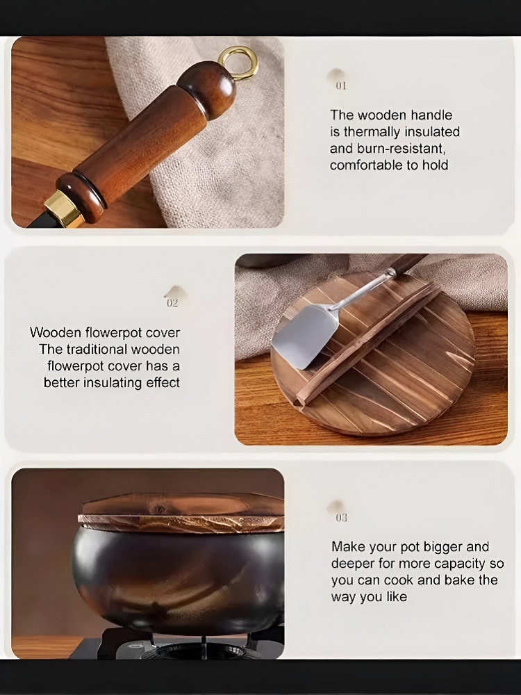 Großer Bauchtopf, vertiefter, antihaftbeschichteter Eisentopf, flacher Boden, unbeschichtet, kleine Bratpfanne, Eisenpfanne mit Deckel, unbeschichtete Bratpfanne, großer Bauch