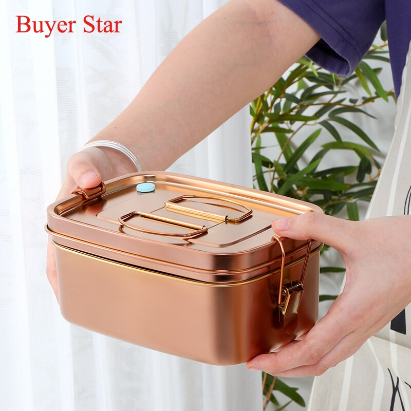 1.5L 304 Stainless Steel Lunch Box Double Layers Bento Food Container Snack Storage Thermal Metal Box Stock Dinnerware