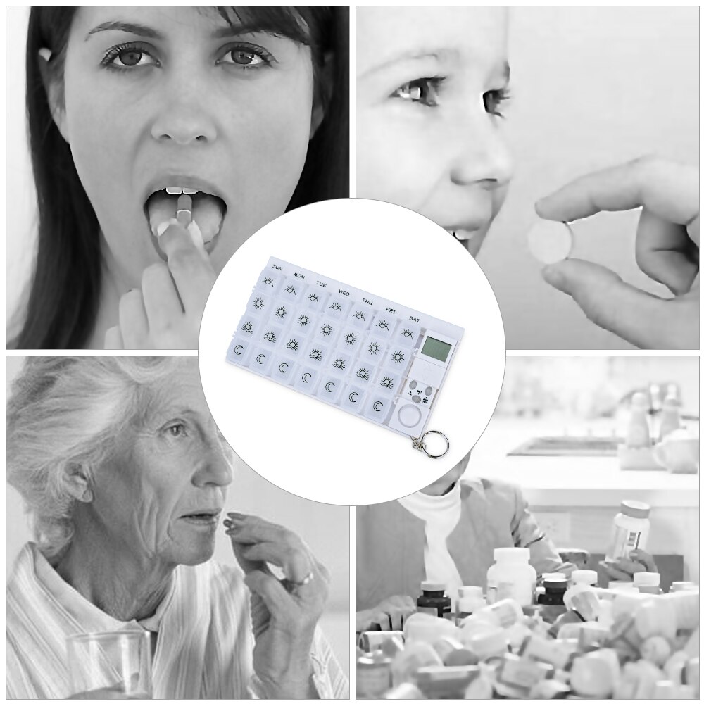7 dager pilleboks medisin pilleveske organisator ledet timer påminnelse 28 rutenett ukentlige tabletter lagring pille dispenser vekkerklokke