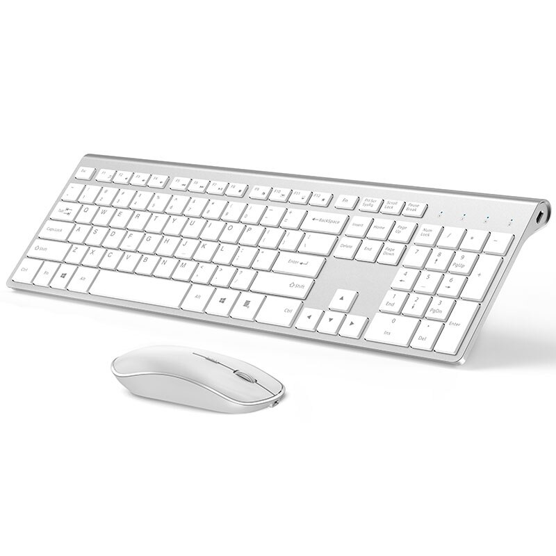 JOYACCESS 106 Keycaps 2.4GHz Wireless Keyboard and Mouse French/German/English/Italian/Spanish Rechargeable Keyboard Mouse Combo: US layout