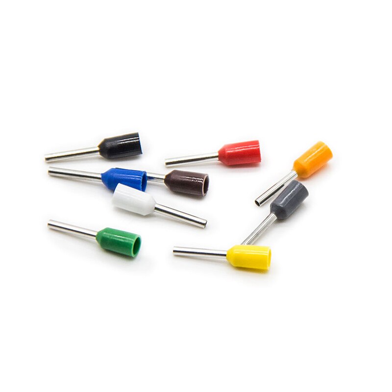 1000 Uds E0508 AWG 22 Cable 0,5 mm2 casquillos aislantes Terminal extremo eléctrico Cable conector azul negro rojo amarillo