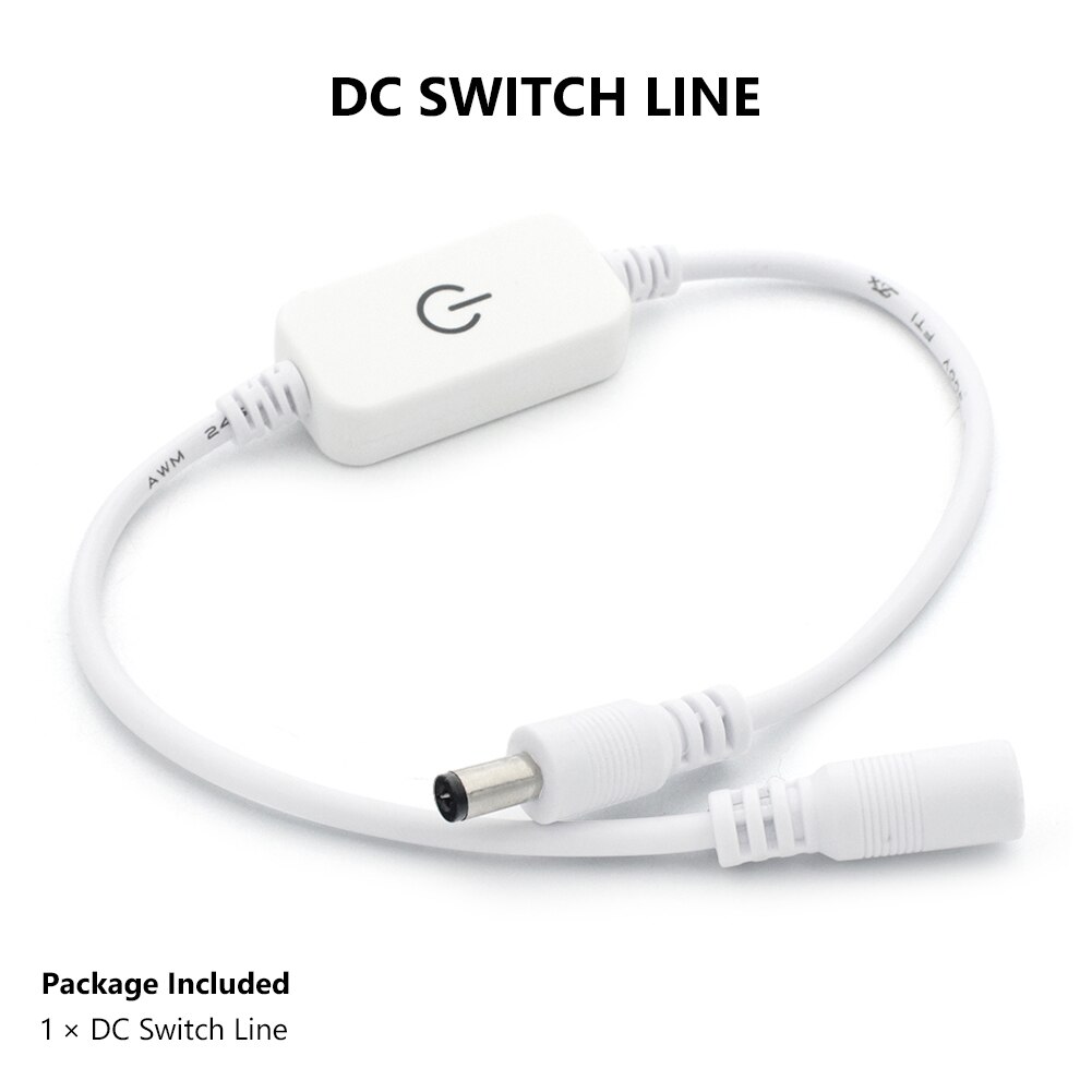 In-line strømafbryder tænd/sluk smart touch kabel hvid til jack arduino 12-24v strømafbryder sensor tænd/sluk hvid kabeldæmper