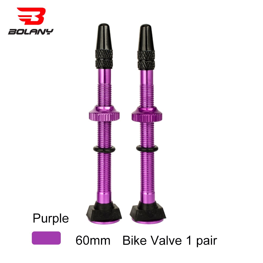 BOLANY 1 Pair Bicycle Valve 40mm /60mm MTB Road Bike Extender Valves Tubeless Vacuum Nozzle Aluminum Alloy Sealant Accessories: 60MM Purple 1 Pair