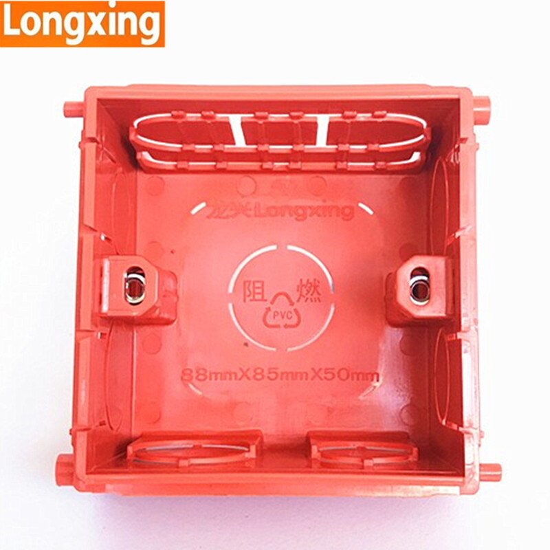 PVC Plastic Adjustable Mounting Box Internal Cassette For 86*86mm Wall Switch and Socket Red Blue Wiring Back Box