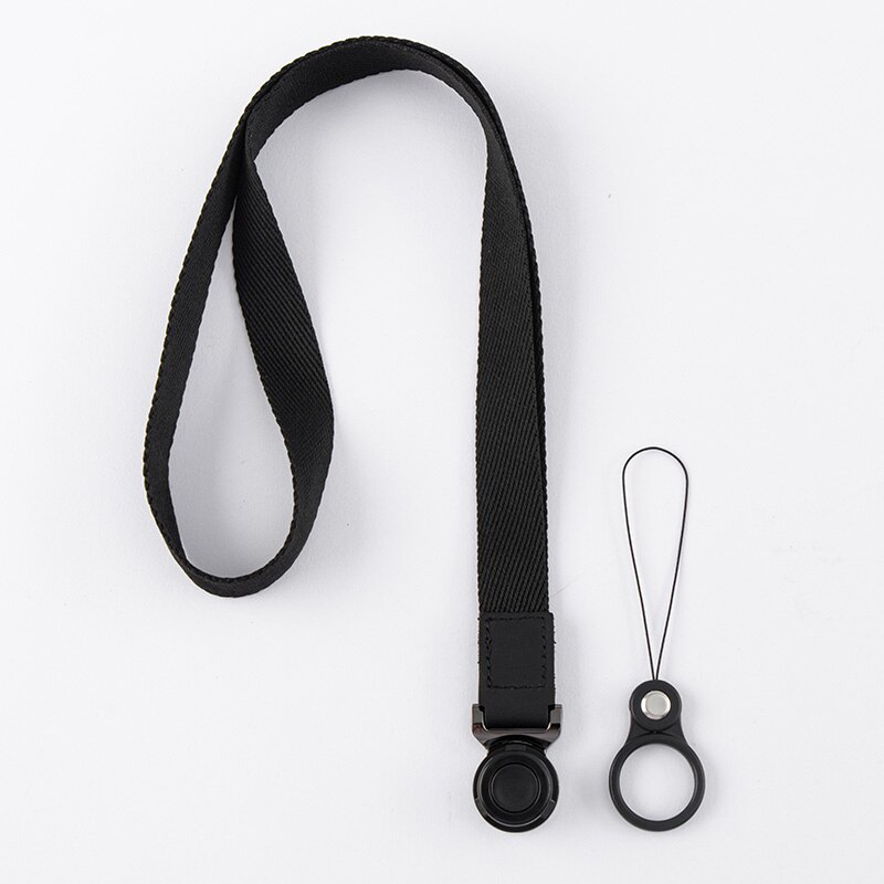 DAEHAN NECK LANYARD for mobile phone detachable metal finger ring strap hand wrist lanyard: Black 4
