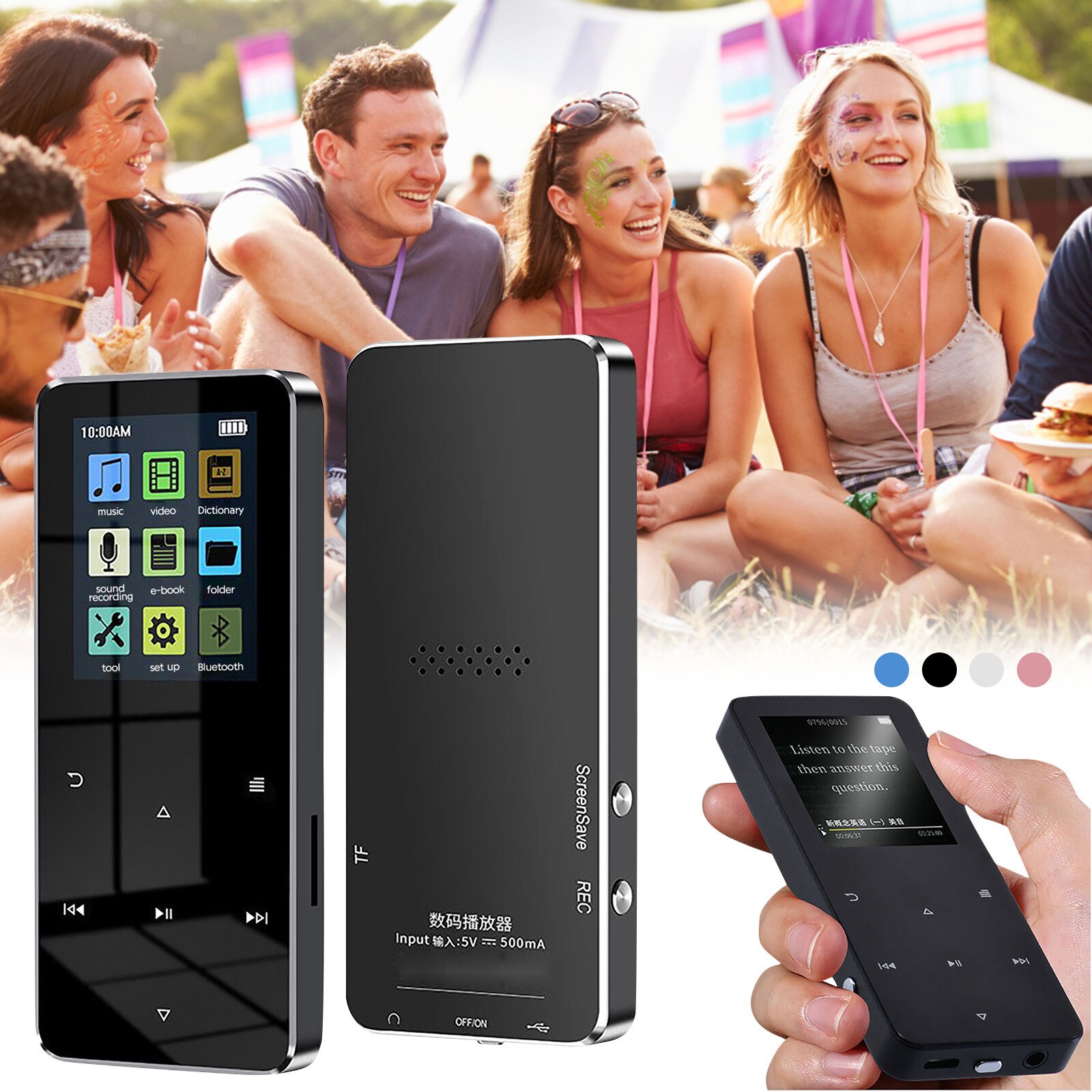 Video- und sprachunterstützung,  mp3 , e-book-reader, lautsprecher, kartenrekorder, bildschirm, musikplayer mit 1.8 -zoll-tf- , mp3  mp4 mp3/mp4