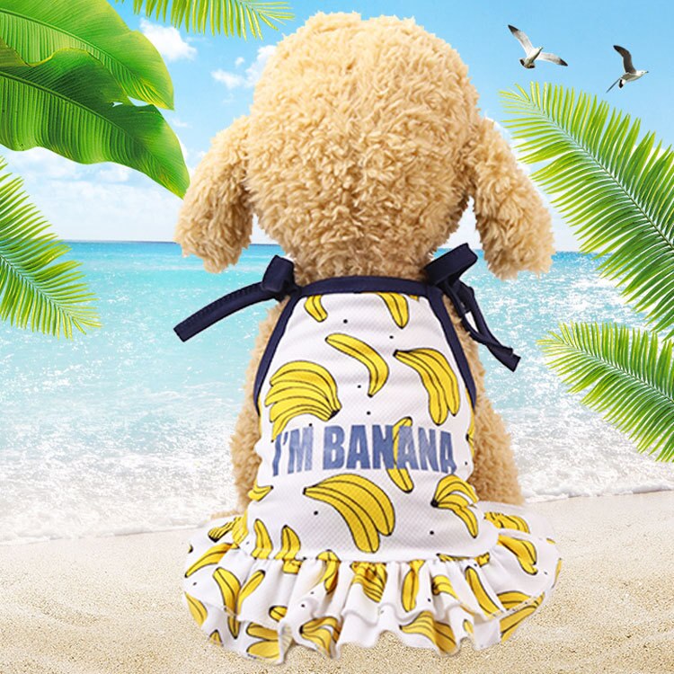 Fruit Print Pet Dog Jurken Voor Kleine Honden Kleding Zomer Jurk Leuke Jurk, puppy Hond Kleren Chihuahua Honden Huisdieren Kleding Grappige: Banana / L for 3-4.25 kg
