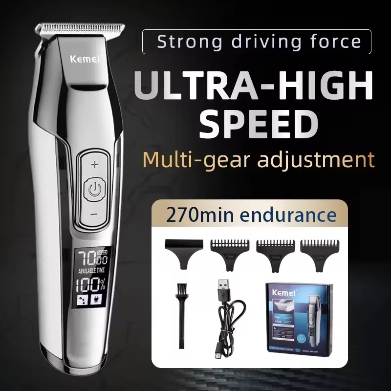 Kemei KM-5027 Original Elektrische Haarschneidemaschine Wiederaufladbare Haarschneider LCD Anzeige Friseur Professionelle Schneidemaschine