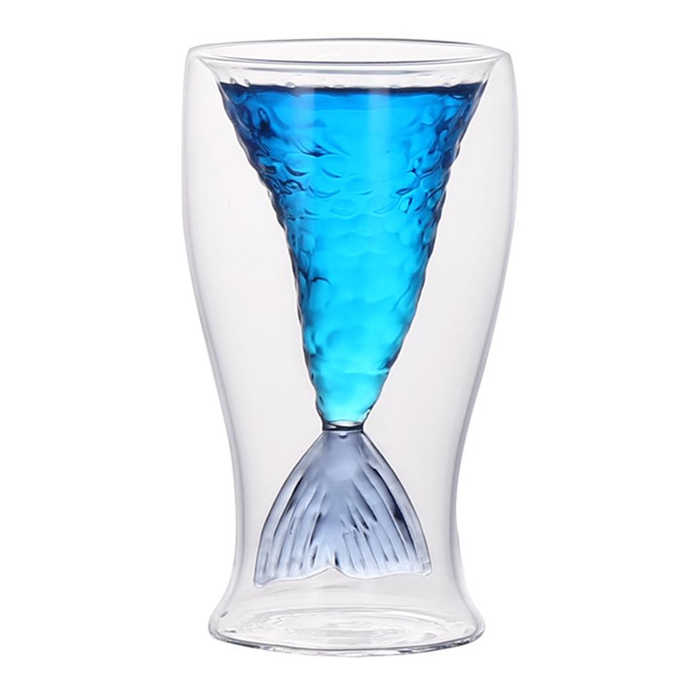Vaso de vino de cola de pescado de 80ml, doble capa, cerveza, whisky, cóctel, tazón taza, temperatura entre-30 grados a 150 grados: Azul