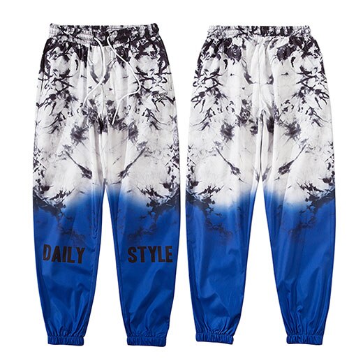 Hip hop joggerbukser mænd gradient farve streetwear harajuku print joggingbukser forår sommer tynde bløde haremsbukser herre: Xl / Blå