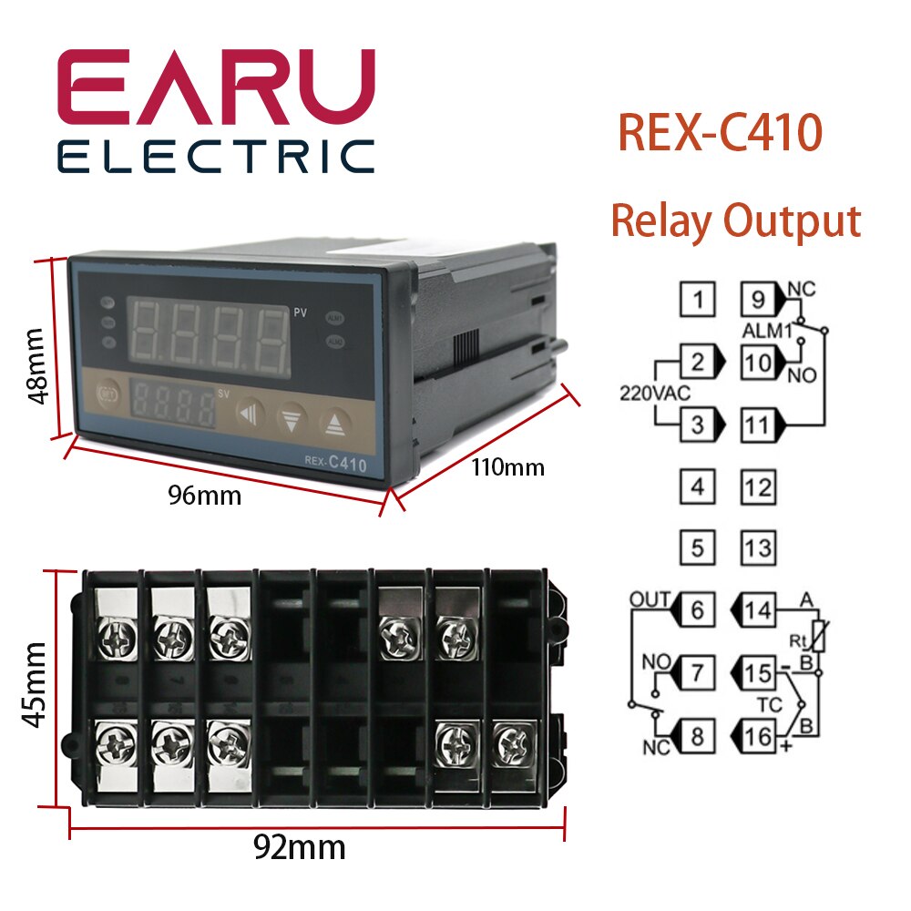 PID Digital Intelligent Industrial Temperature Controller K Universal Input REX-C100 C400 C700 C900 Thermostat SSR Relay Output: C410 Relay