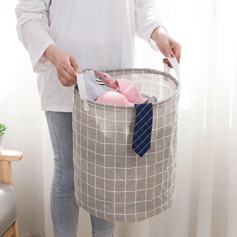Badeværelse foldning vasketøjskurv rund opbevaringspose stor hindring sammenklappeligt tøj legetøjsbeholder arrangør stor kapacitet
