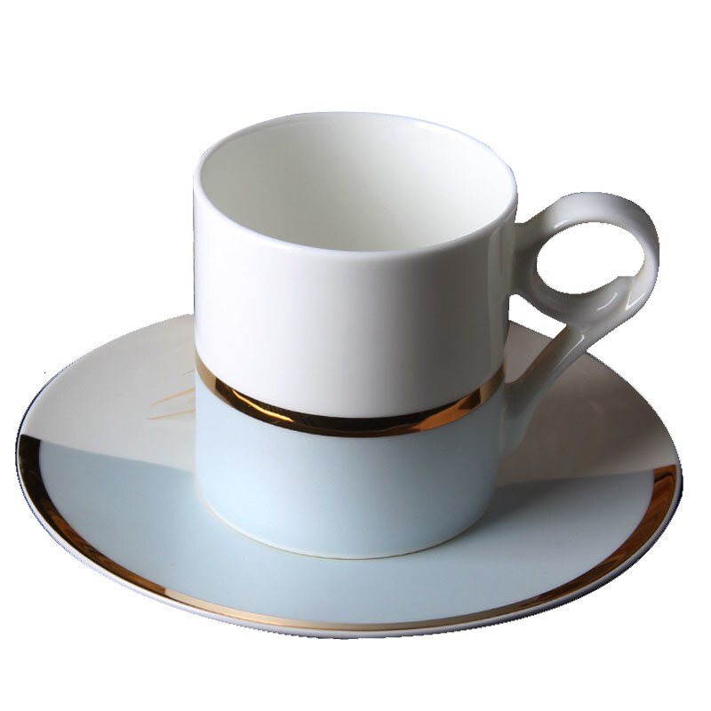 Bone China Coffee Cup Suit Bring Cup Dish Spoon Phnom Penh Silver Edge English-style Afternoon Tea Set Single Product Drink