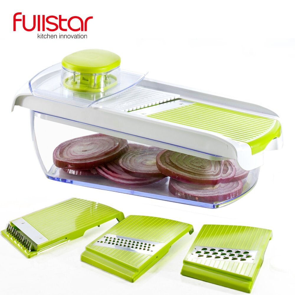 Cortador de vegetales Fullstar, hoja de acero, cortador de mandolina, pelador de zanahorias, queso, rallador, rebanador de vegetales, accesorios de cocina: TF1045