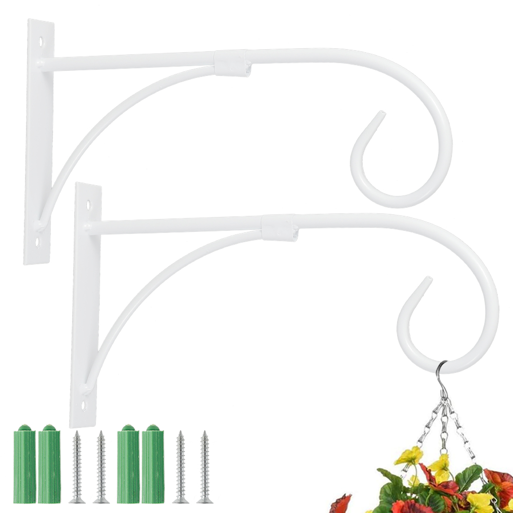 Crochet mural pour support de pot de fleur, support d'art en fer vintage européen, décoration de jardin, panier mural, 2 pièces, 4 pièces, 10 pièces: kaki foncé