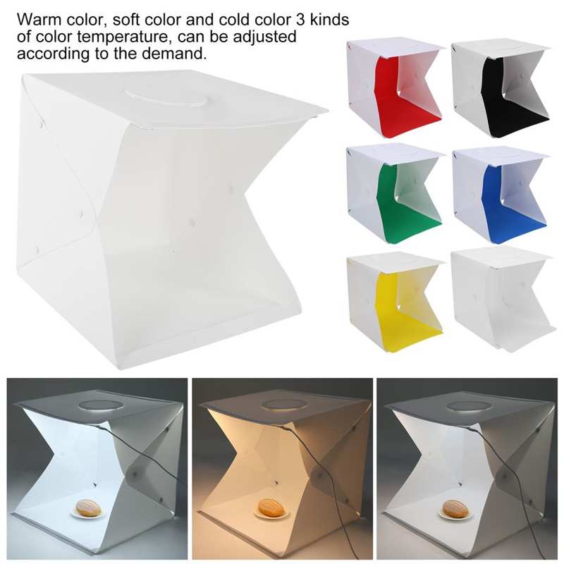 Licht diffusor 40cm LED Faltbare Leuchtkasten Einstellbare Helligkeit Fotografie Softbox mit 6 Farben Hintergrund Mini softbox