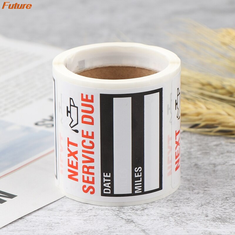 "NEXT SERVICE DUE" 100pcs Per Roll Of Oil Change Maintenance Service Reminder Window Adhesive Label Car Sticker