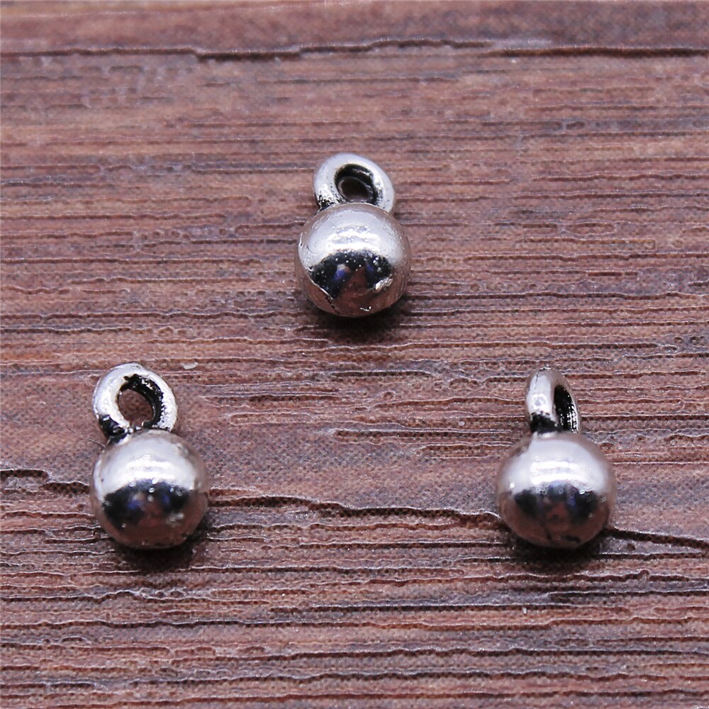 60Stck Charme Kleine Ball Anhänger Antike Silber Farbe 4x6mm Metall Legierung Schmuck DIY Zubehör Schmuck Machen