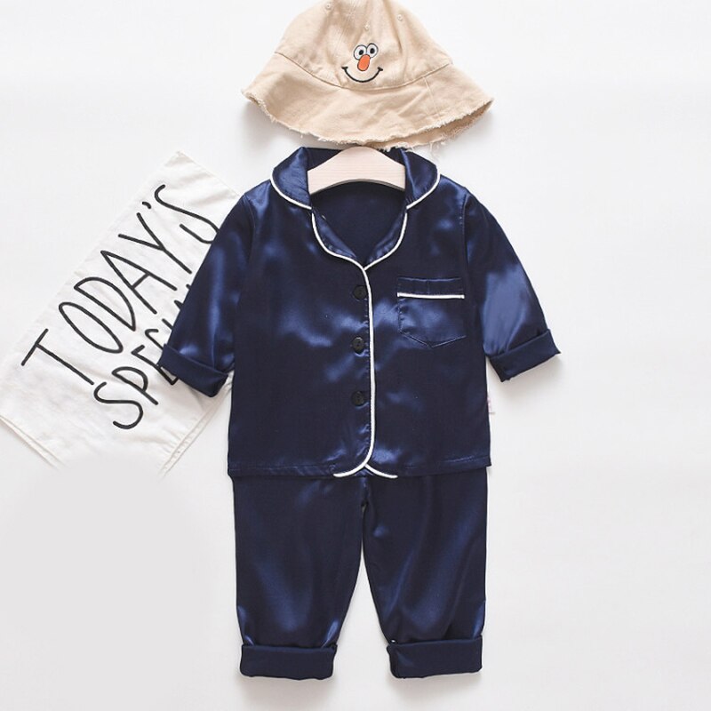 Keelorn Kinderen Herfst Casual Pyjama Sets 2 Stuks Open Stitch + Broek Jongens Beer Print Leuke Outfits Meisjes kleding Set: AH1174navy blue / 12M