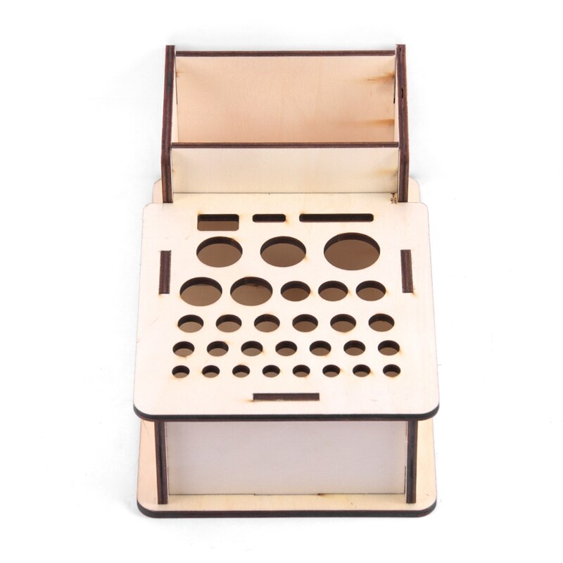 Wooden Storage Box Studio Modeling Tools Paint Brushes Holder Rack Display Stand Organizer Art Supplies Accessories