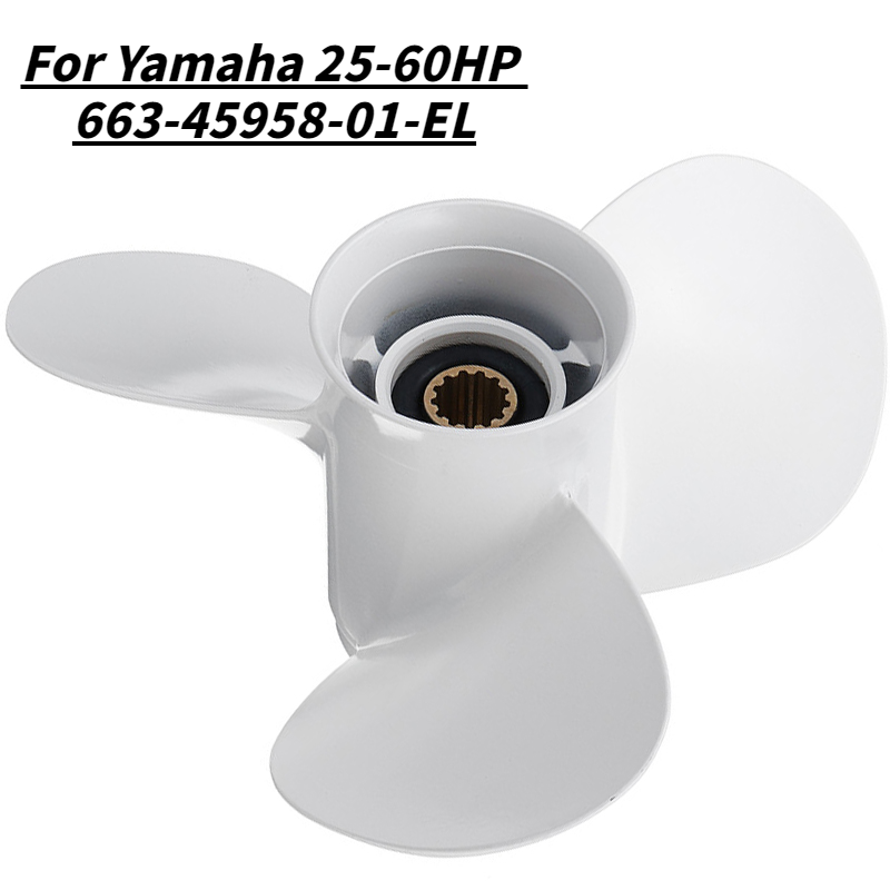 11 1/4 x 14 båt utombordare propeller för yamaha 25-60hp 663-45958-01- el marin propeller 13 spline tand vit aluminium