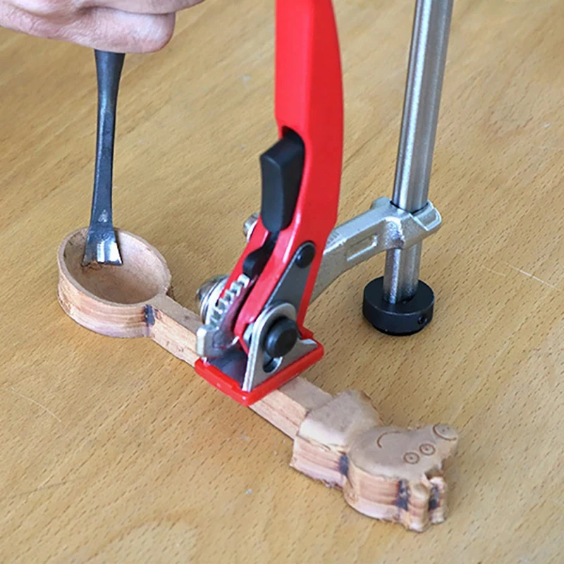 Abrazadera de fijación de agujeros para perro de escritorio, abrazadera de mesa de acero ajustable para banco de trabajo de carpintería, abrazadera F de trinquete, 19mm/20mm, 1/2 ud.