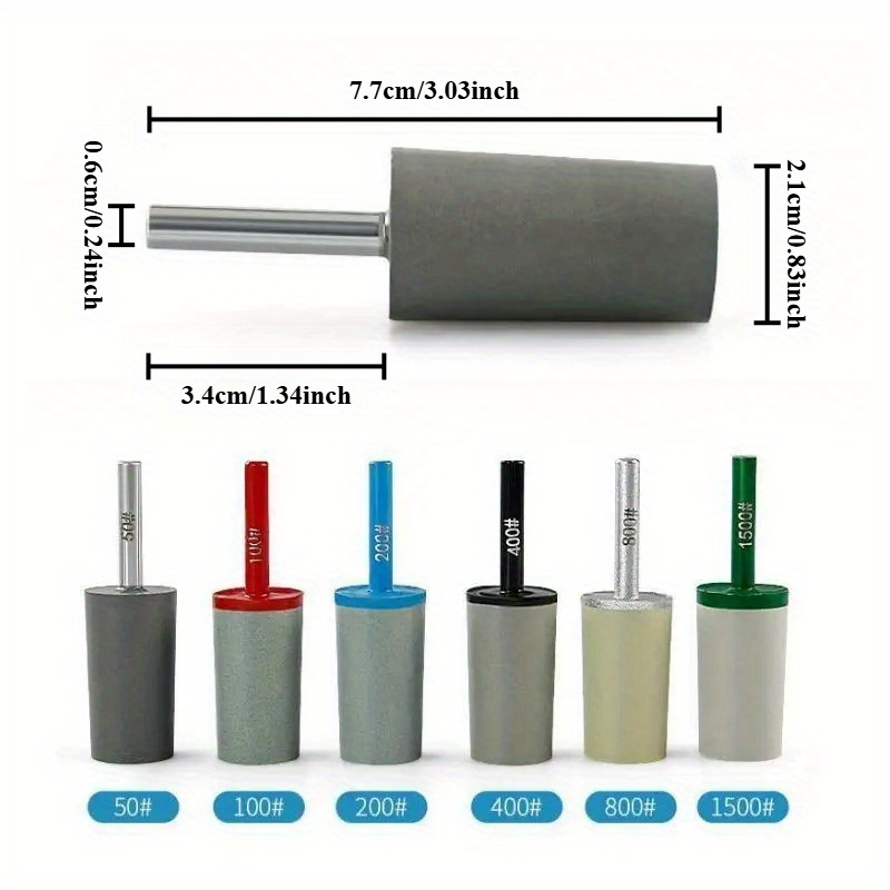 1pcs 50-1500Grit with 6mm Shank Diamond Resin Grinding Head Cylindrical Small Grinding Wheel Stone Relief Polishing Stone