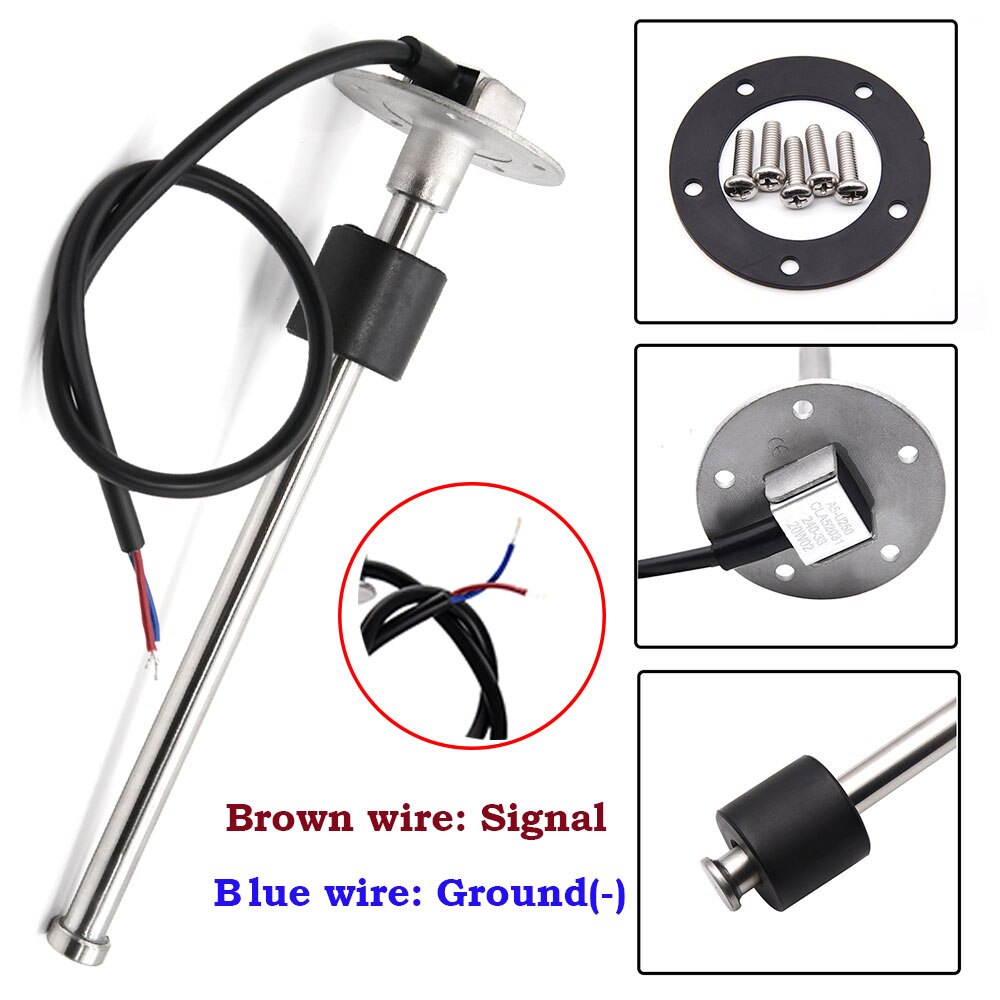 AD Digital Water Level Gauge 100-500mm Water level sensor 0-190ohm Fit Boat Car Fuel Level Gauge Meter with Red Backlight 9-32V