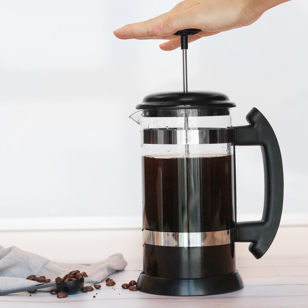 1000ML Manuelle Kaffee Espresso Hersteller Topf Edelstahl Glas Teekanne Kaffeebereiter Französisch Kaffee Tee Kaffeemaschine Filter Presse Kolben: 1000ML