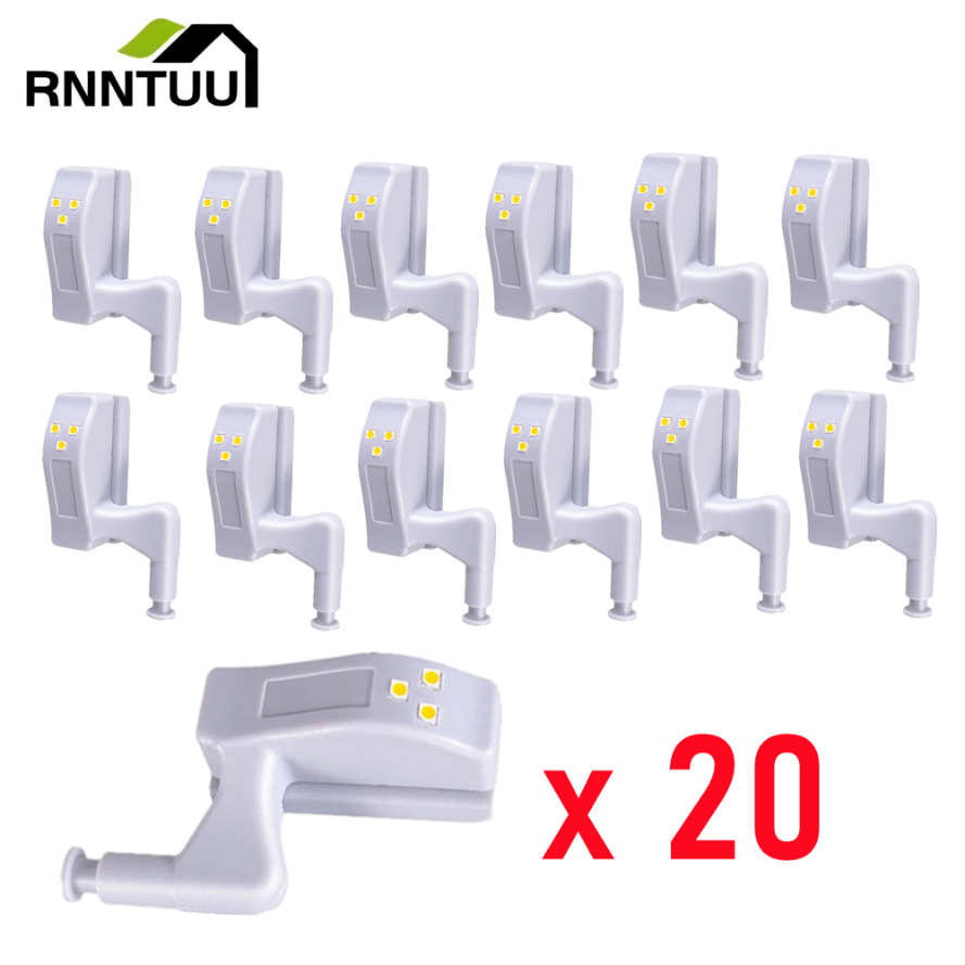 Luz LED 20 piezas para debajo del Armario, Sensor de luz Universal para Armario, lámpara de bisagra interior para Armario, cocina,
